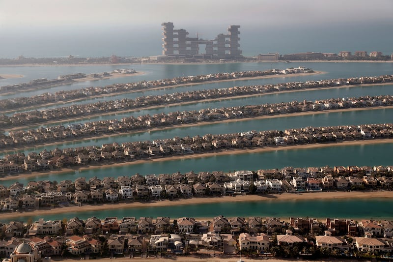 Villas on the fronds of the The Palm Jumeirah. The development is part of Nakheel's portfolio. AP