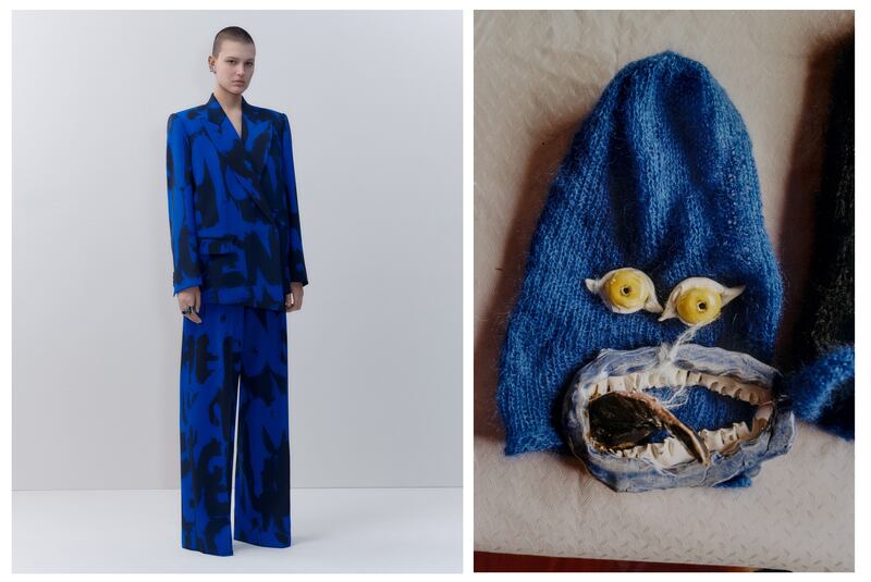 An electric blue suit served as inspiration for a ‘mask’ by British artist Judas Companion. 