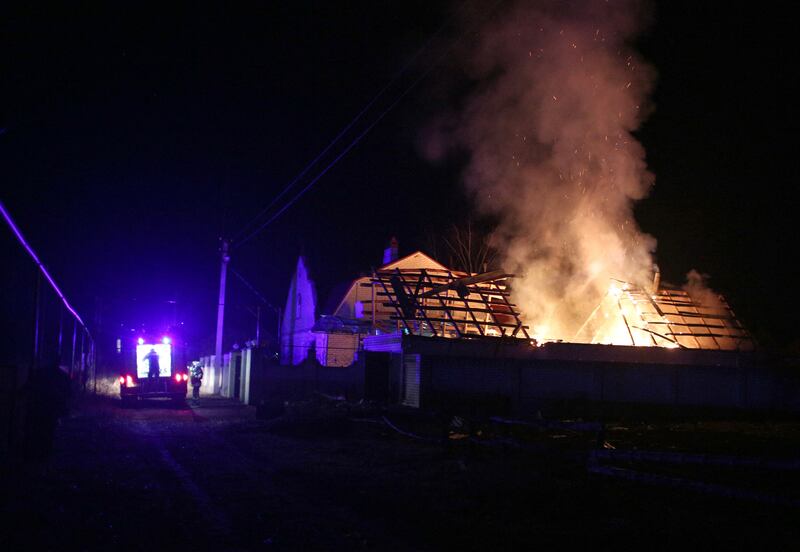 The house is said to have been hit during shelling by Russian-backed separatists. AFP