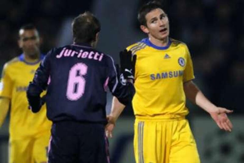 Chelsea's Frank Lampard, right, during the 1-1 draw with Bordeaux.