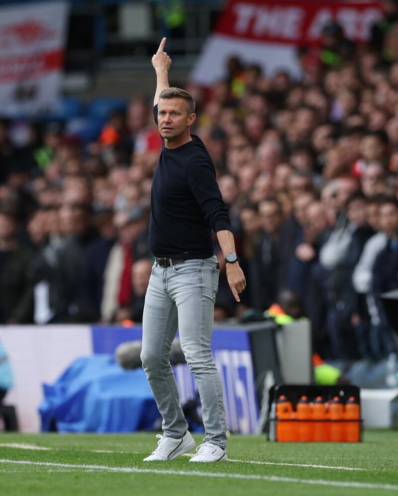 Jesse Marsch, manager of Leeds, on the touchline. Getty