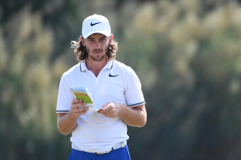 DUBAI, UNITED ARAB EMIRATES - NOVEMBER 17:  Tommy Fleetwood of England looks on during the second round of the DP World Tour Championship at Jumeirah Golf Estates on November 17, 2017 in Dubai, United Arab Emirates.  (Photo by Ross Kinnaird/Getty Images)