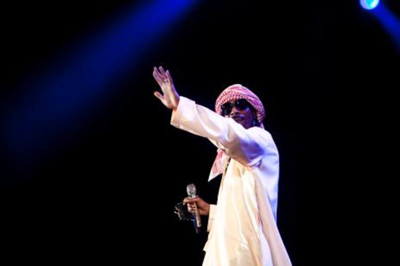 ABU DHABI, UNITED ARAB EMIRATES â€“ May 6, 2011:   
American hip-hop artist Snoop Dogg performs at Yas Arena in Abu Dhabi on Friday May 6, 2011. ( Andrew Henderson / The National )
