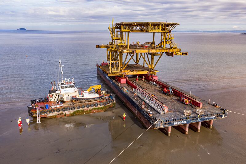 See Monster, a decommissioned North Sea offshore platform that is set to become one of the UK's largest public art installations, arrives in Weston-super-Mare, in North Somerset. All photos: PA