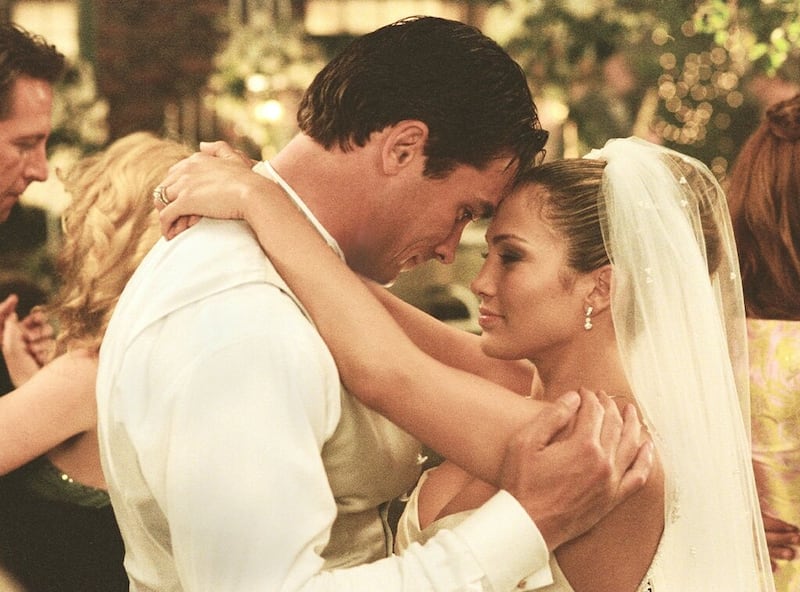 In the 2002 film 'Enough', Lopez wore a strapless gown to marry a man (Billy Campbell) who turns out to be dangerous. Photo: Columbia Pictures