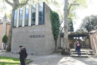 10 May 2019, Italy, Venedig: The closed pavilion of Venezuela on the site of the Giardini. The international art exhibition starts on 11.05.2019 and ends on 24.11.2019. Photo: Felix HÃ¶rhager/dpa (Photo by Felix HÃ¶rhager/picture alliance via Getty Images)