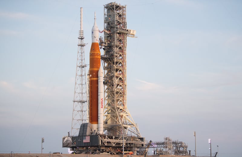 The Space Launch System rocket, with the Orion spacecraft aboard. Nasa has moved its Artemis 1 Moon rocket back to the pad for a launch attempt on November 14. All photos: Nasa 