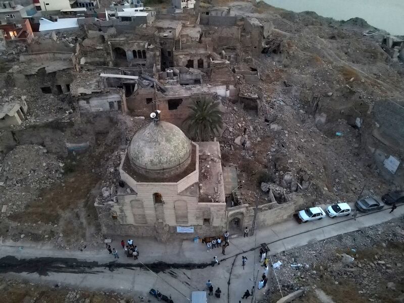 The Old City of Mosul, with its damaged Umayyad mosque. AFP