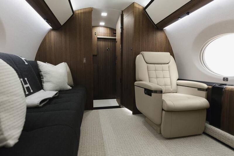 Variously configured the Gulfstream G650 ER's cabin can seat up to 17 passengers and sleep seven on flatbeds. Courtesy Gulfstream