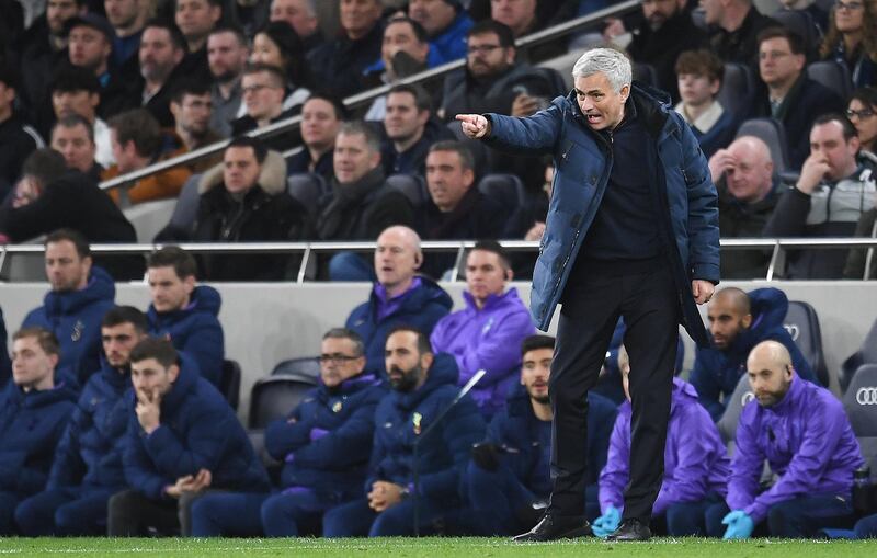 Jose Mourinho reacts during the match with Manchester City. EPA