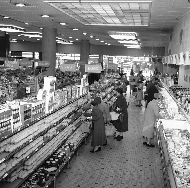 Customers doing their weekly shop at Bexley Heath Co-Op supermarket in 1961