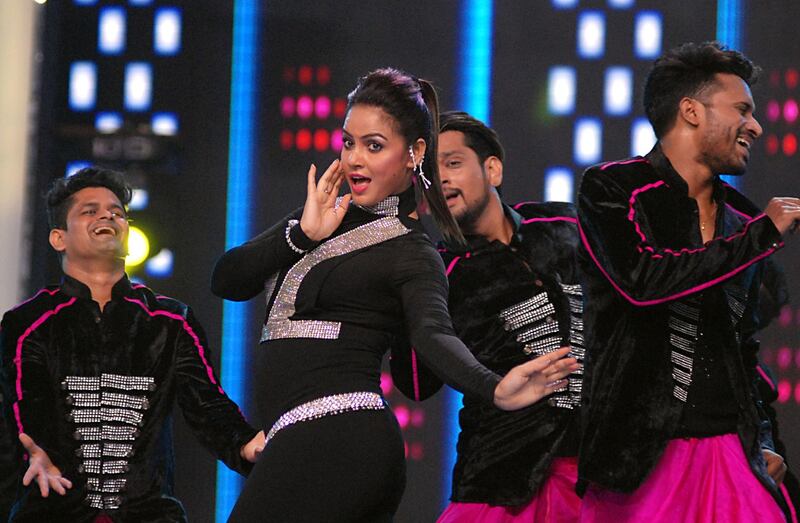 Bollywood actress Neetu Chandra takes part in the Umang Mumbai Police Show 2018 in Mumbai. Sujit Jaiswal / AFP