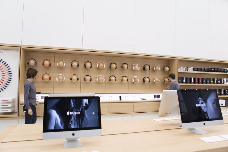 The Apple Stores will stock more than 150 Apple products. Reem Mohammed / The National