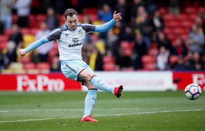 Soccer Football - Premier League - Watford vs Burnley - Vicarage Road, Watford, Britain - April 7, 2018   Burnley's Ashley Barnes warms up before the match   REUTERS/David Klein    EDITORIAL USE ONLY. No use with unauthorized audio, video, data, fixture lists, club/league logos or "live" services. Online in-match use limited to 75 images, no video emulation. No use in betting, games or single club/league/player publications.  Please contact your account representative for further details.