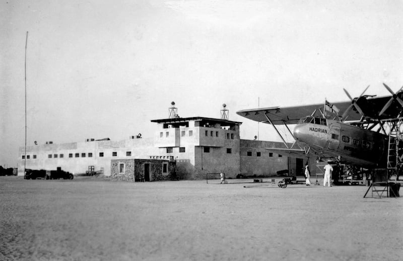 A Handley Page HP42 aircraft at Sharjah Air Station in 1933, just a few months after the first landing. Photo: Dr Sultan Al Qasimi Centre for Gulf Studies - Al Darah