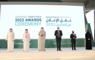 Two researchers were awarded a $1.5 million grant as part of the UAE Research Programme for Rain Enhancement Science. The award ceremony took place on Thursday at the Dubai Expo 2020's UAE pavilion. Photo: National Centre for Meteorology