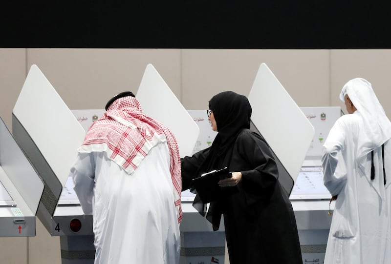 Abu Dhabi, United Arab Emirates - October 01, 2019: Early FNC voting takes place. Tuesday the 1st of October 2019. ADNEC, Abu Dhabi. Chris Whiteoak / The National