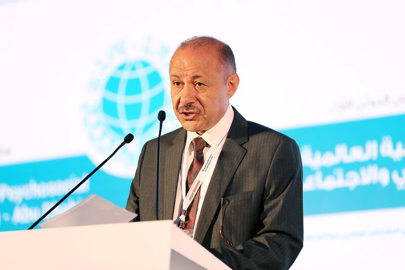 ABU DHABI , UNITED ARAB EMIRATES , SEP 21  ��� 2017 : - Dr Tarek Darwish , Conference Chairman , Consultant Psychiatrist & Medical Director , SKMC , Abu Dhabi speaking on the first day of World Association for Psychosocial Rehabilitation ( WAPR ) conference held at ADNEC in Abu Dhabi. ( Pawan Singh / The National ) Story by Shareena Al Nuwais