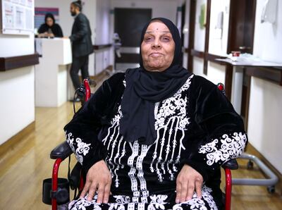 Cancer patient Nagwa Ismail, 65, is also receiving treatment in Abu Dhabi after being flown in from Gaza. Victor Besa / The National