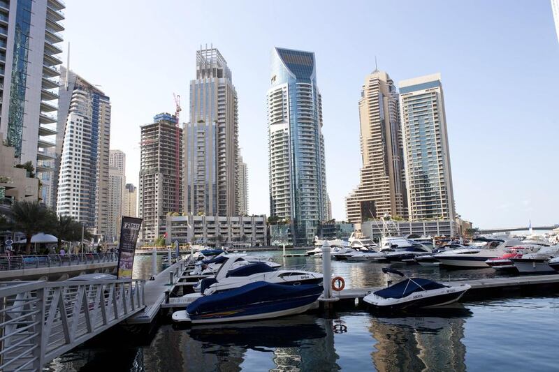 Dubai Marina. Residents in the emirate do not have to pay service charges on top of rent. The charges are paid by the landlord. Razan Alzayani / The National