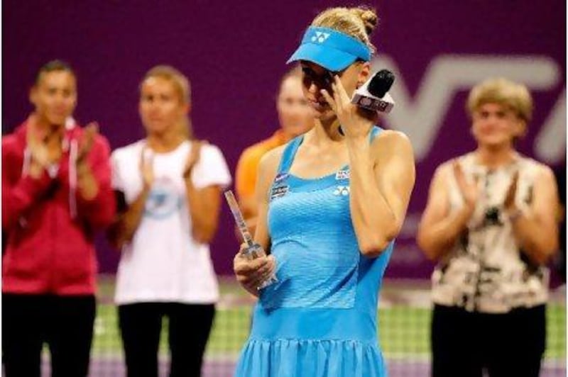 An emotional Elena Dementieva announces her retirement after playing in Doha.