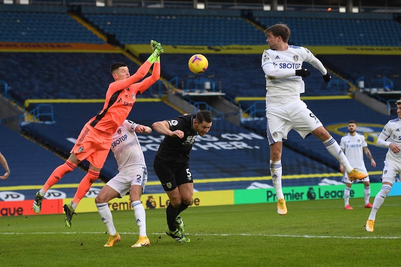 LEEDS UNITED RATINGS: Illan Meslier - 5: Positive goalkeeping early on when punching emphatically clear in crowded area from dangerous free-kick but struggled with Burnley’s  balls into the box thereafter. Fortunate to see Barnes goal chalked off after 19 minutes for foul after dropping the ball at striker’s feet. A couple of good saves but an accident waiting to happen on crosses. EPA