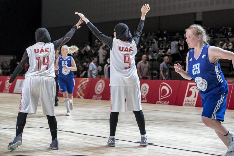 ABU DHABI, UNITED ARAB EMIRATES. 15 MARCH 2019. Special Olympics action at ADNEC. UAE VS FINLAND, Basketball. (Photo: Antonie Robertson/The National) Journalist: None: National.