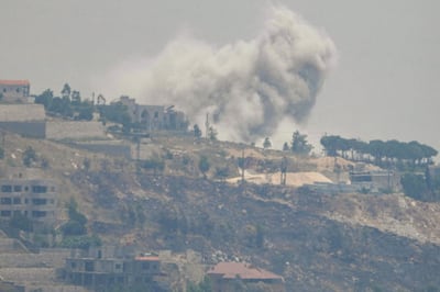Smoke rises after an Israeli attack on the southern Lebanese border village of Khiam. AFP