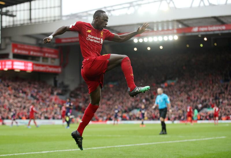 Liverpool's Sadio Mane celebrates scoring their second goal in the 2-1 win over Bournemouth, one of the last round of Premier League games at the beginning of March. To see the other matches that weekend, swipe the picture. Reuters