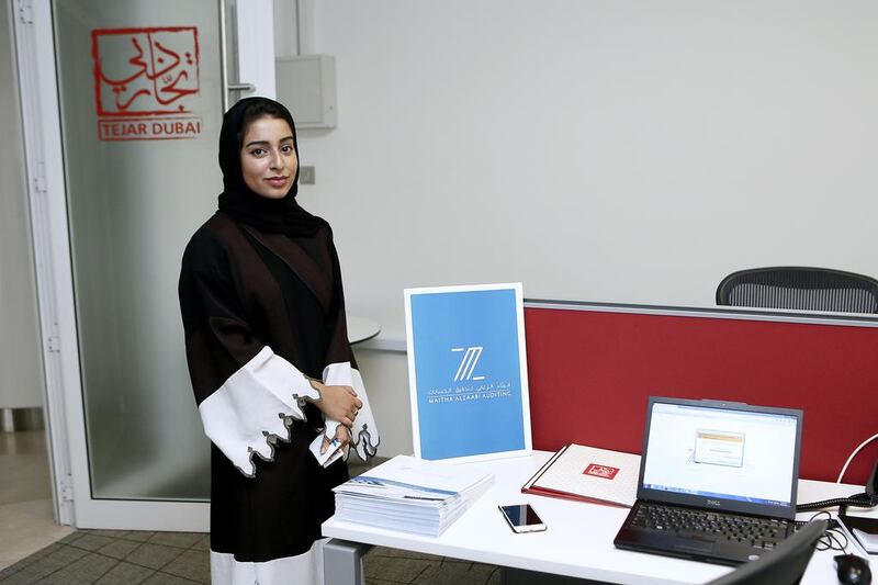 Maitha Al Zaabi, an accounting graduate, launched an auditing and consulting company for small and medium enterprises in Dubai. Sarah Dea /The National