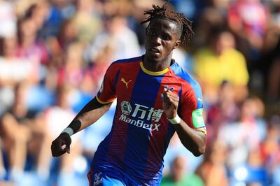 LONDON, ENGLAND - AUGUST 04: Wilfried Zaha of Crystal Palace during the Pre-Season Friendly between Crystal Palace and Toulouse at Selhurst Park on August 4, 2018 in London, England. (Photo by Marc Atkins/Getty Images)