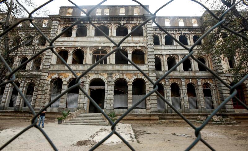 A view of the abandoned, century-old, Sofar Grand Hotel in Sofar, Lebanon. AFP