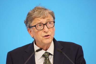 SHANGHAI, CHINA - NOVEMBER 05:  Microsoft founder Bill Gates speaking duirng the Hongqiao International Economic and Trade Forum in the China International Import Expo at the National Exhibition and Convention Centre on November 5, 2018 in Shanghai, China. The first China International Import Expo will be held on November 5-10 in Shanghai.  (Photo by Lintao Zhang/Getty Images)