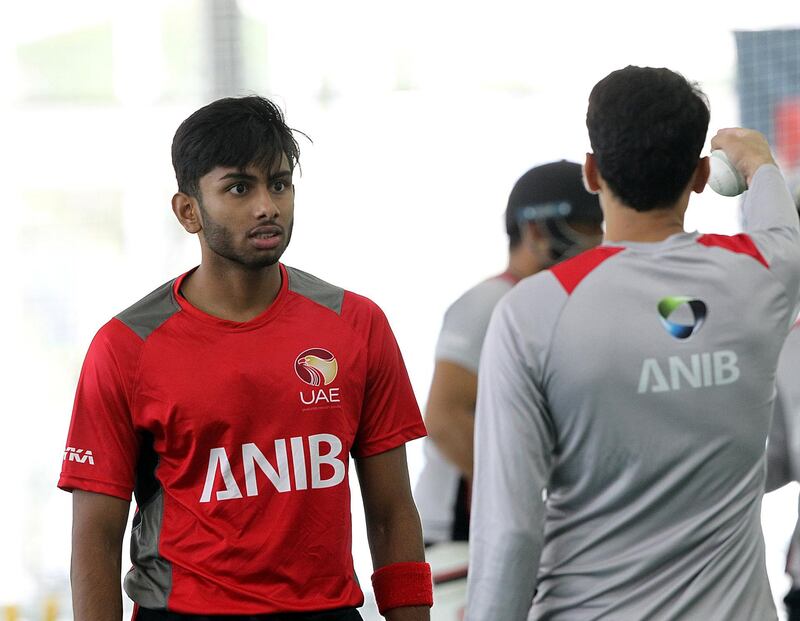 Dubai, August, 06, 2018:  UAE National team player Yodhin Punja  trains ahead of the Asia Cup Qualifier later this month  at the ICC Academy in Dubai. Satish Kumar for the National/ Story by Paul Radley