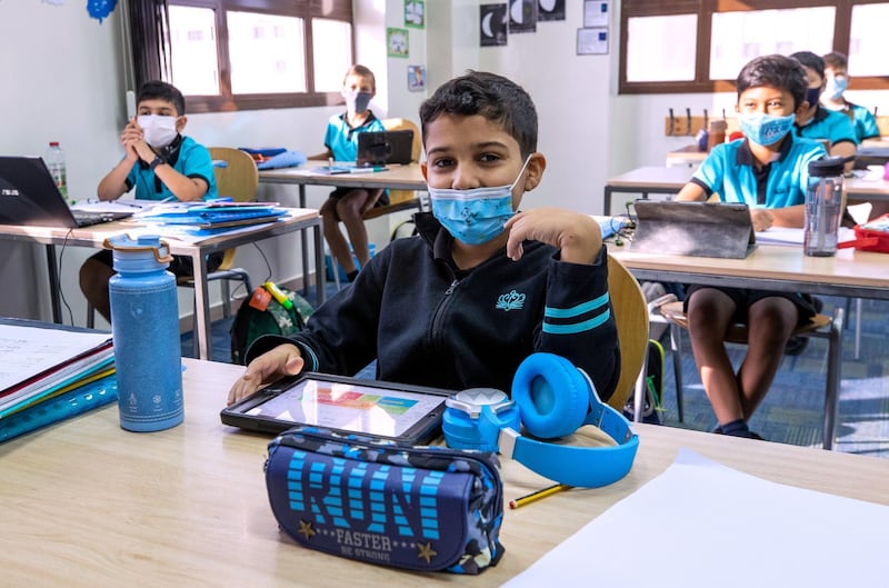 Abu Dhabi, United Arab Emirates, March 1, 2021.  Schools look back at one year of distance learning.  British International School Abu Dhabi.
Victor Besa / The National
Section:  NA
Reporter:  Anam Rizvi