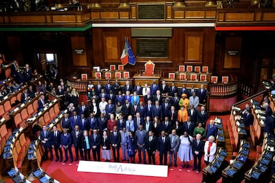 Dozens of African leaders and diplomats attended the summit in Italy's Senate building. Bloomberg