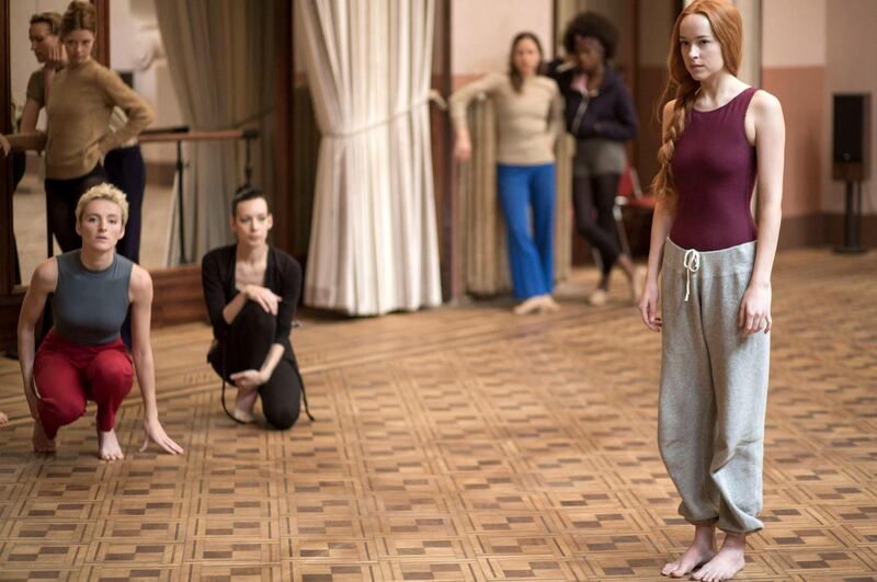 Editorial use only. No book cover usage.
Mandatory Credit: Photo by Sandro Kopp/Amazon/Kobal/REX/Shutterstock (9928394c)
Dakota Johnson as Susie Bannion
'Suspiria' Film - 2018
A darkness swirls at the center of a world-renowned dance company, one that will engulf the artistic director, an ambitious young dancer, and a grieving psychotherapist. Some will succumb to the nightmare. Others will finally wake up.