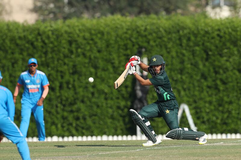 Azan Awais scored an unbeaten century as Pakistan defeated India comfortably in their U19 Asia Cup match at the ICC Academy Ground in Dubai on Sunday, December 10, 2023. All photos: CREIMAS / Asian Cricket Council