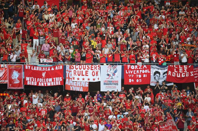 There were plenty of flags and banners in the Liverpool end. Getty