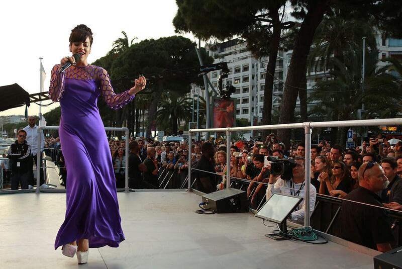 British singer Lily Allen performs on the set of the French TV channel Canal Plus on the sidelines of the 67th edition of the Cannes Film Festival on May 21, 2014. Loic Venance / AFP
