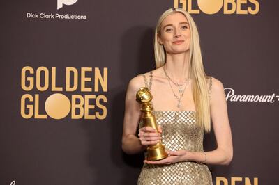 Elizabeth Debicki with the award for Best Performance by a Female Actor in a Supporting Role on Television for The Crown. Reuters