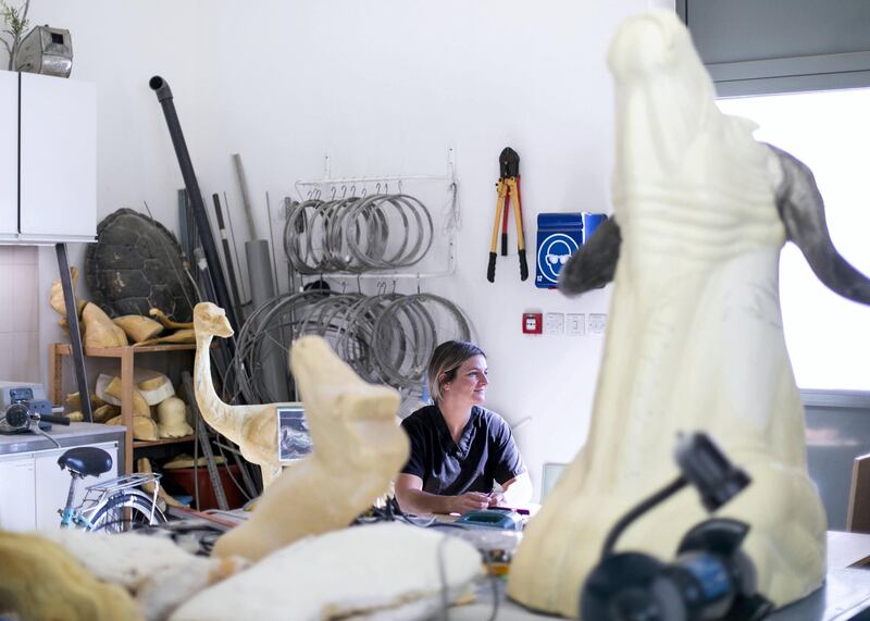 DUBAI, UNITED ARAB EMIRATES. 15 DECEMBER 2020. 
Corina Berners - Schultheis, head taxidermist at the Central Veterinary Research Laboratory in Nad Al Sheba.
(Photo: Reem Mohammed/The National)

Reporter:
Section: