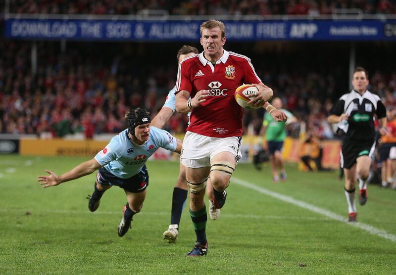 SYDNEY, AUSTRALIA - JUNE 15:  Tom Croft of the Lions breaks clear to score a try during the match between the NSW Waratahs and the British & Irish Lions at Allianz Stadium on June 15, 2013 in Sydney, Australia.  (Photo by David Rogers/Getty Images) *** Local Caption ***  170595241.jpg