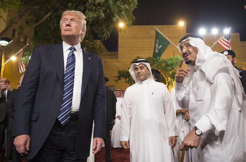 US president Donald Trump, who visited Saudi Arabia's King Salman in the summer, still has time to reverse American disinterest in the Middle East / Saudi Royal Palace /  AFP