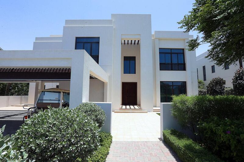 An exterior view of a six-bedroom Modern Arabic villa at the Mohammed Bin Rashid City – District One development in Dubai. Satish Kumar / The National