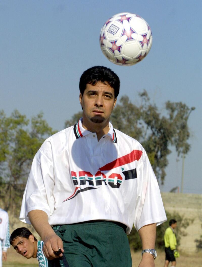 Iraqi former soccer player Ahmed rhadi, coach of Iraq's under-17 national soccer team, poses for a picture prior to a training session 09 February 2002 in Baghdad. Rhadi played with the Iraqi team during World Cup 1986 which took place in Mexico, and scored a goal during the Group B first round match against Belgium who beat Iraq 2-1at Bombonera stadium.  AFP PHOTO/ramzi HAIDAR (Photo by RAMZI HAIDAR / AFP)
