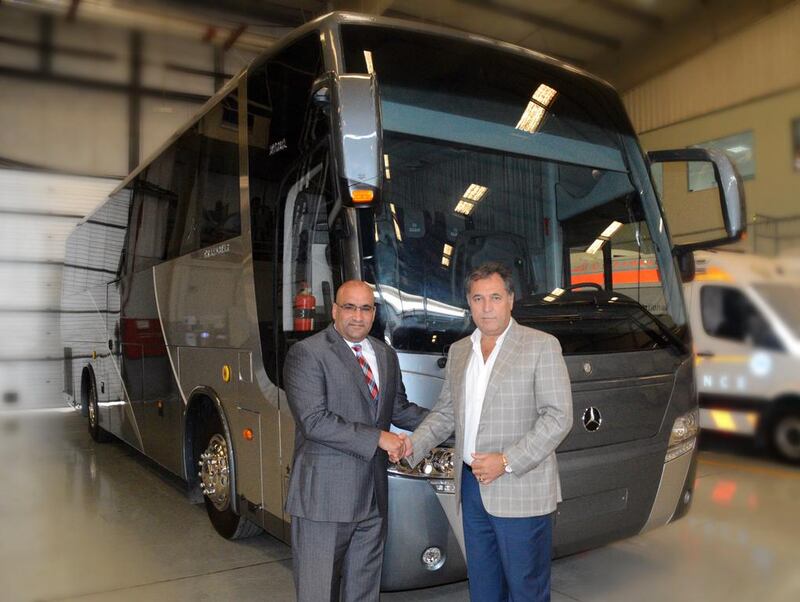 Emirates Motor Company has partnered Elba House of Jordan in building luxury coaches for Mercedes-Benz. Bilal Al Ribi, the general manager of Daimler Commercial Vehicles of EMC (left). Courtsey : apcoworldwide 
