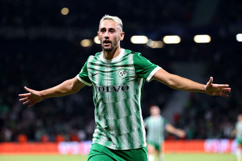 Maccabi Haifa's Omer Atzili celebrates after scoring. AFP