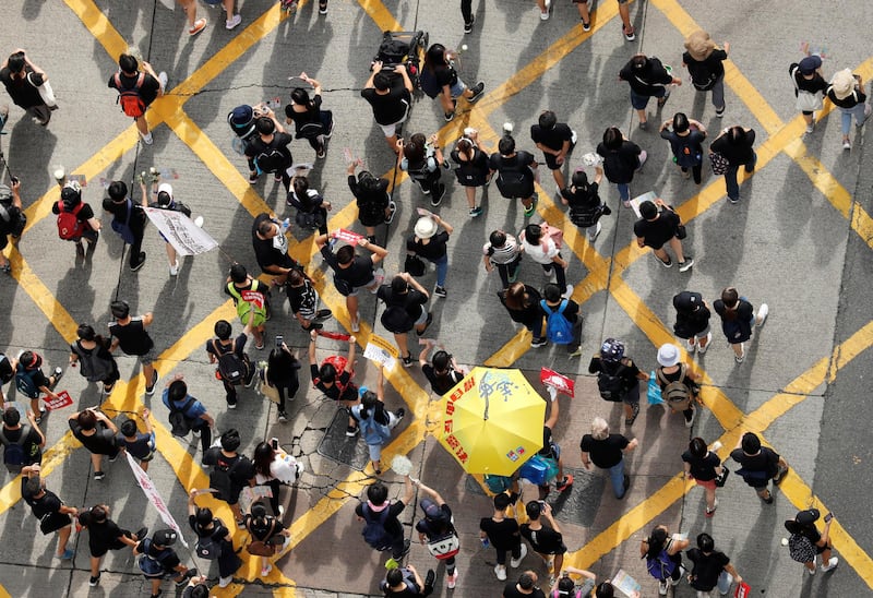 Protesters attend a demonstration demanding Hong Kong's leaders to step down and withdraw the extradition bill, in Hong Kong, China.  Reuters