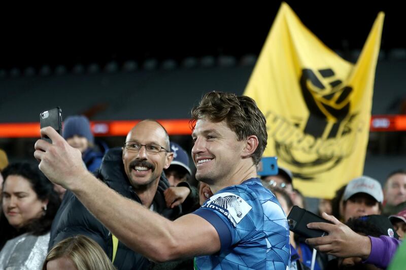 Beauden Barrett made his maiden appearance for the Blues on Sunday. Getty